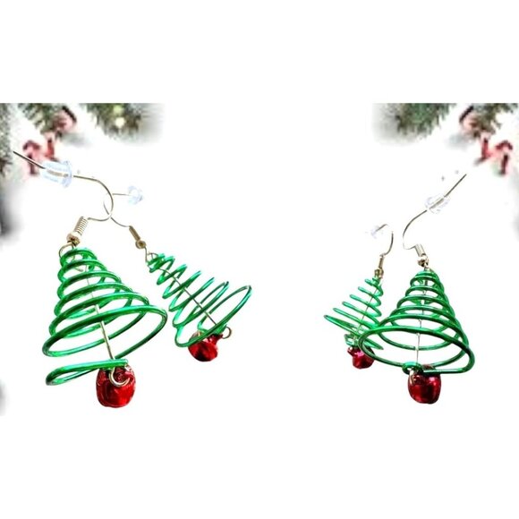 Christmas Tree Earrings Jingle Bells New Dangle Hooks Festive Holiday Pa… - Picture 11 of 12